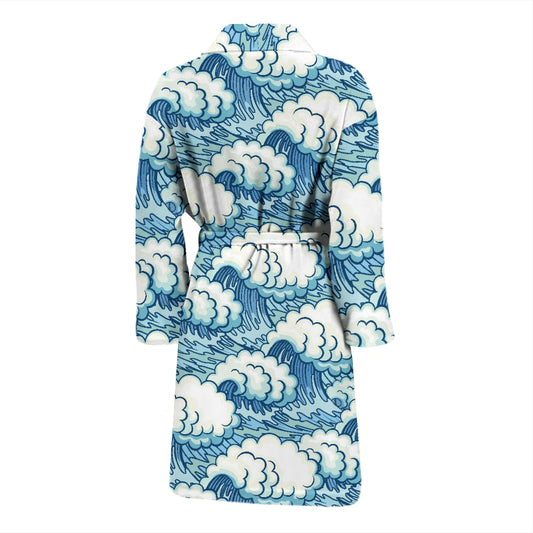 Wave Japan Style Print Design LKS304 Men Bathrobe