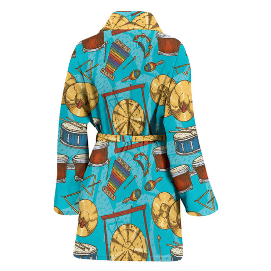 Percussion Pattern Print Design 03 Women Bathrobe