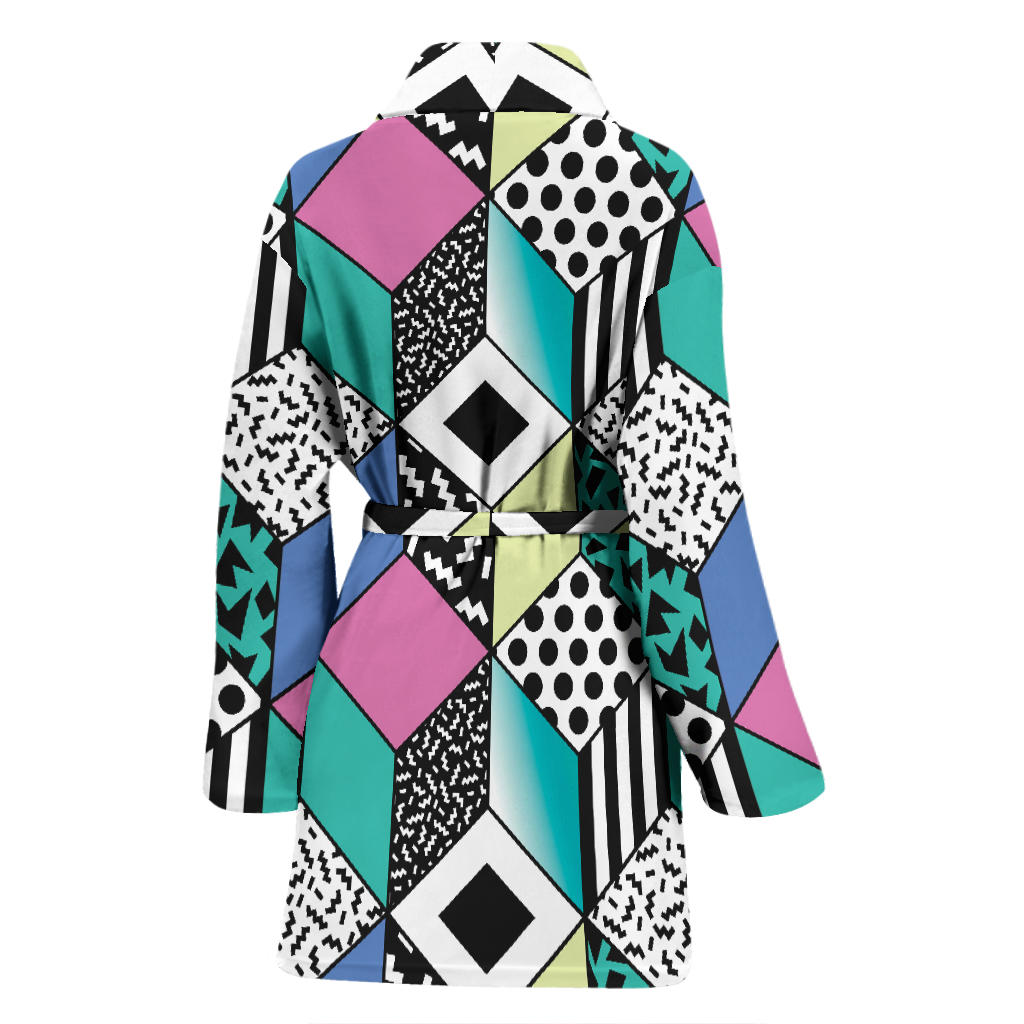 90s Pattern Print Design 3 Women Bathrobe