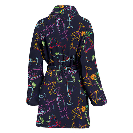 Cocktail Pattern Print Design 04 Women Bathrobe