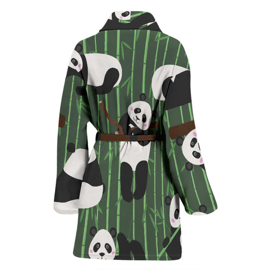 Panda Pattern Print Design A04 Women Bathrobe