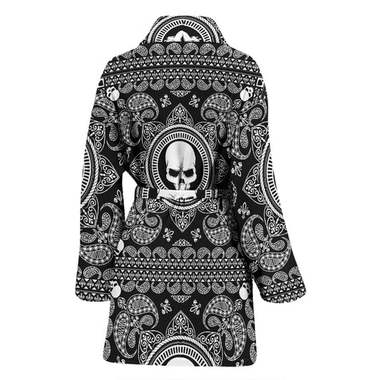 Bandana Skull Print Design LKS303 Women Bathrobe