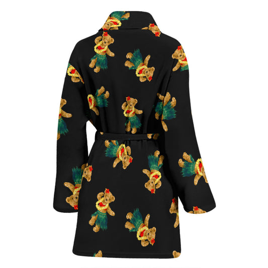 Hula Bear Pattern Print Design 06 Women Bathrobe