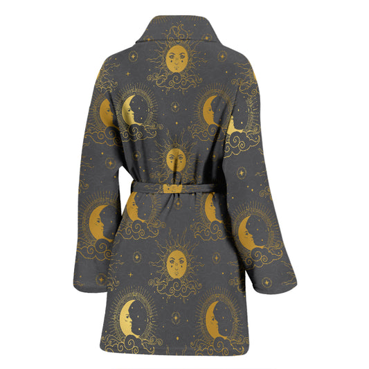 Sun Moon Print Design LKS305 Women Bathrobe