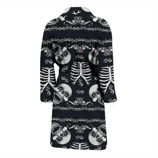 Bandana Skull Black White Print Design LKS306 Men Bathrobe