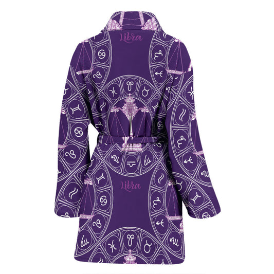 Libra Pattern Print Design 03 Women Bathrobe