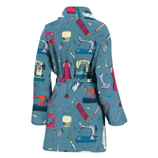Sewing Equipment Print Design LKS301 Women Bathrobe