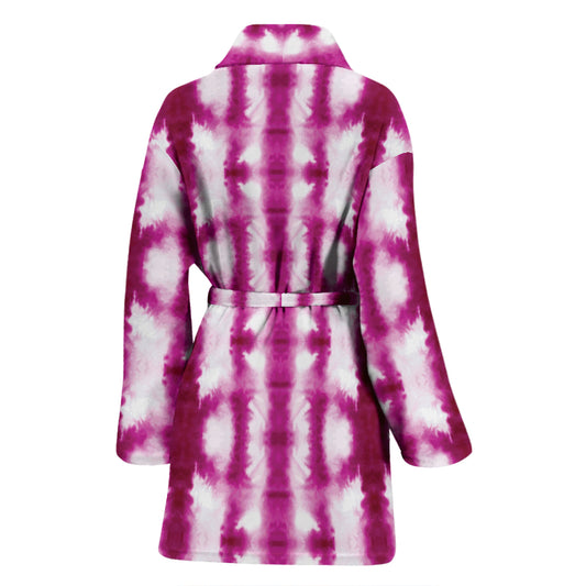 Tie Dye Dark Pink Print Design LKS303 Women Bathrobe