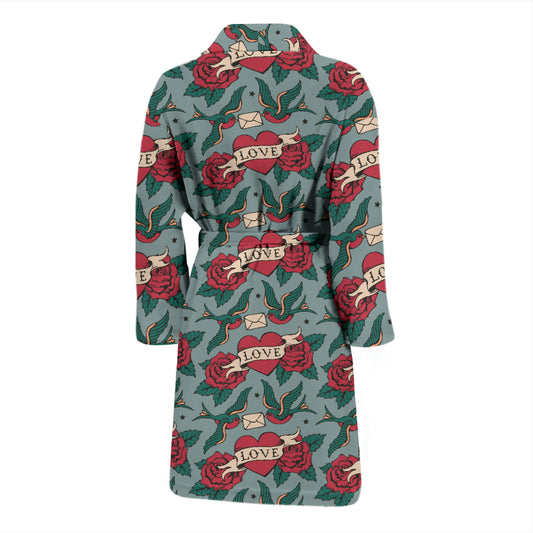 Tattoo Heart Print Design LKS301 Men Bathrobe