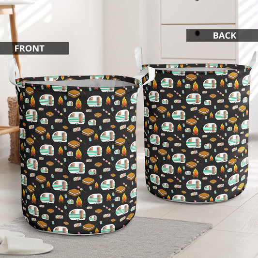 Camper marshmallow Camping Design Print Laundry Basket
