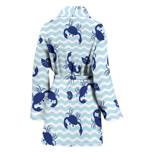 Crab Pattern Print Design 04 Women Bathrobe