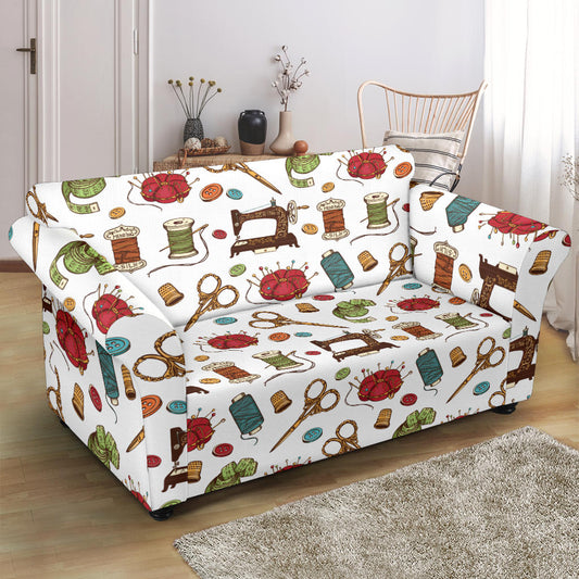 Sewing Equipment Print Design LKS304 Loveseat Couch Slipcover