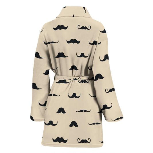 Mustache Pattern Print Design A03 Women Bathrobe