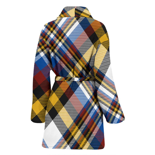 Madras Pattern Print Design 01 Women Bathrobe