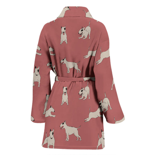 Bull Terriers Pattern Print Design 09 Women Bathrobe