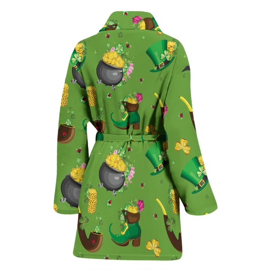 Shamrock Saint Patrick's Day Print Design LKS306 Women Bathrobe