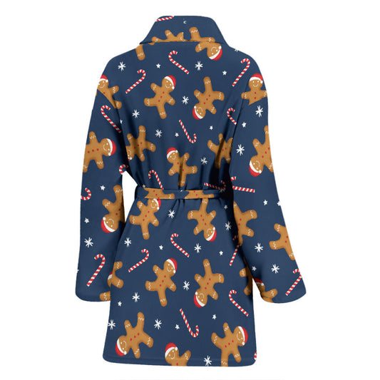 Gingerbread Pattern Print Design 01 Women Bathrobe