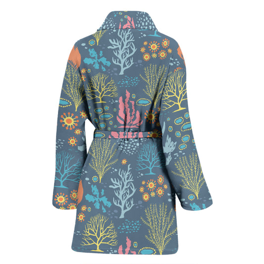 Seaweed Print Design LKS304 Women Bathrobe