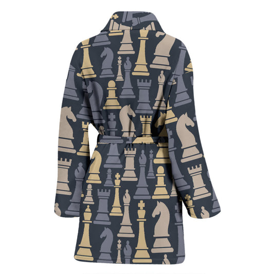 Chess Pattern Print Design 04 Women Bathrobe