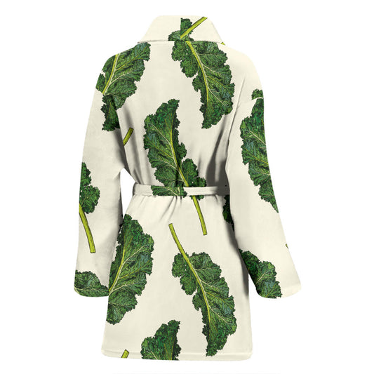 Kale Pattern Print Design 03 Women Bathrobe