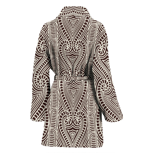 Maori Pattern Print Design 04 Women Bathrobe