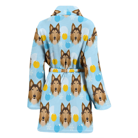 Collies Pattern Print Design 02 Women Bathrobe