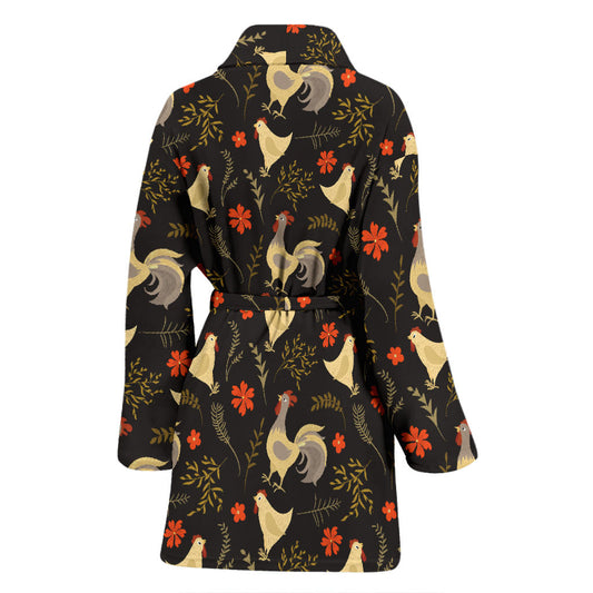 Chicken Pattern Print Design 04 Women Bathrobe