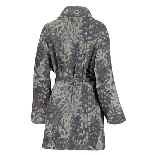 Camouflage Fern Pattern Print Design 05 Women Bathrobe