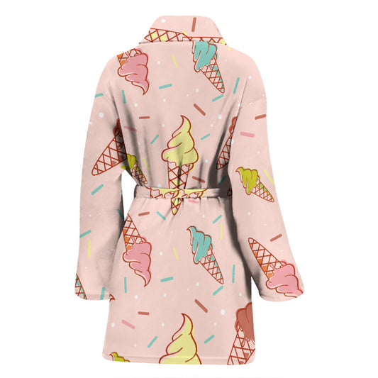 Ice Cream Pattern Print Design 02 Women Bathrobe