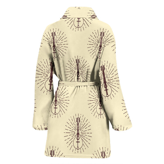 Mandolin Pattern Print Design 02 Women Bathrobe