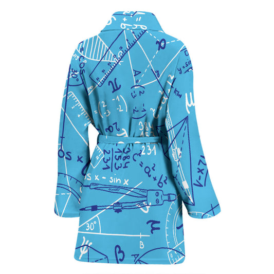 Math Pattern Print Design 02 Women Bathrobe