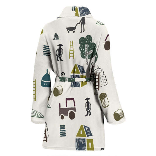 Agricultural Farm Print Design 01 Women Bathrobe