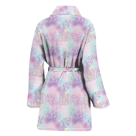 Aquarius Zodiac Pattern Print Design 01 Women Bathrobe