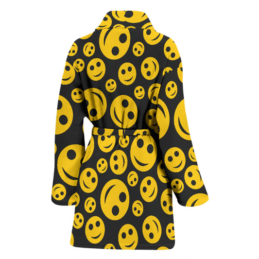 Smiley Face Emoji Print Design LKS304 Women Bathrobe