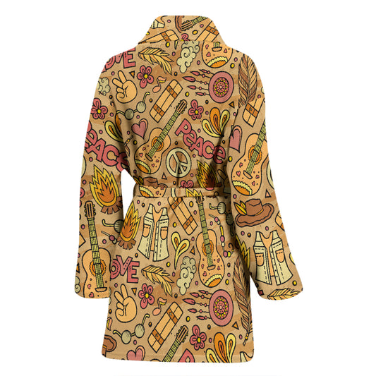 Hippie Print Design LKS305 Women Bathrobe