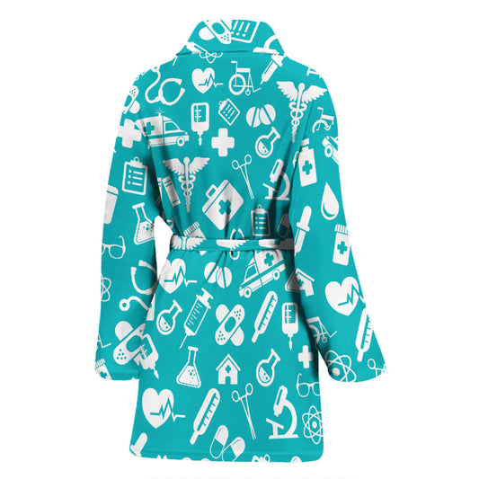 Medical Pattern Print Design 04 Women Bathrobe