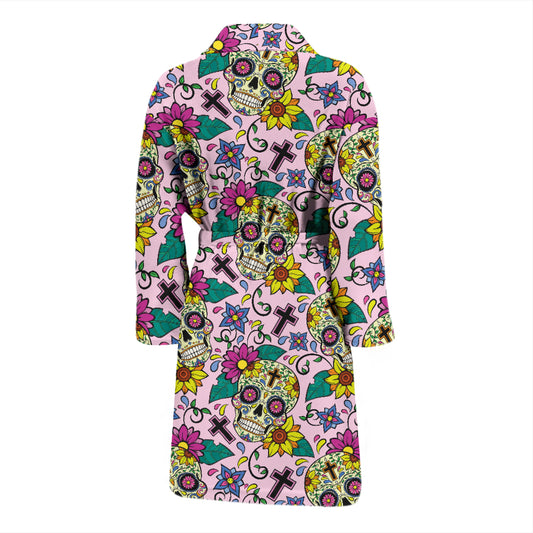 Sugar Skull Print Design LKS307 Men Bathrobe