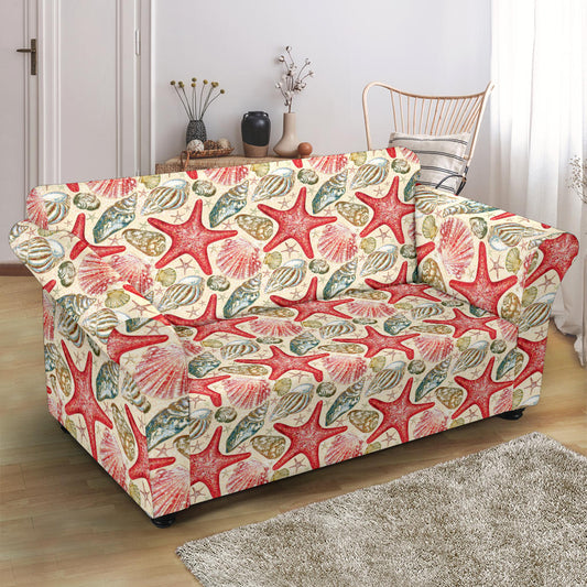 Seashell Print Design LKS301 Loveseat Couch Slipcover
