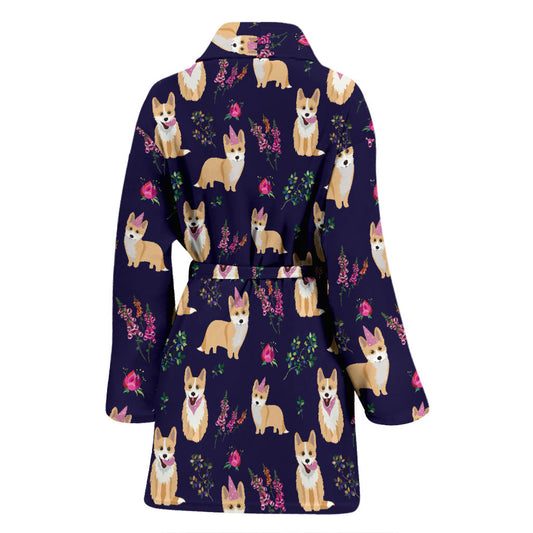 Pembroke Welsh Corgis Pattern Print Design A06 Women Bathrobe
