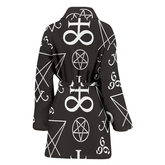 Pentagram Pattern Print Design A04 Women Bathrobe