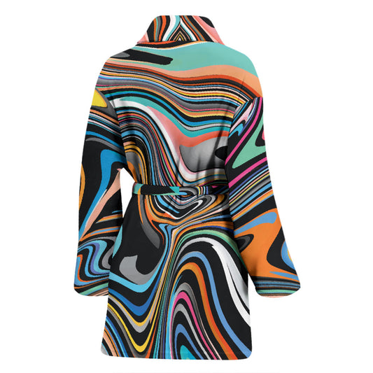 Liquid Pattern Print Design 02 Women Bathrobe