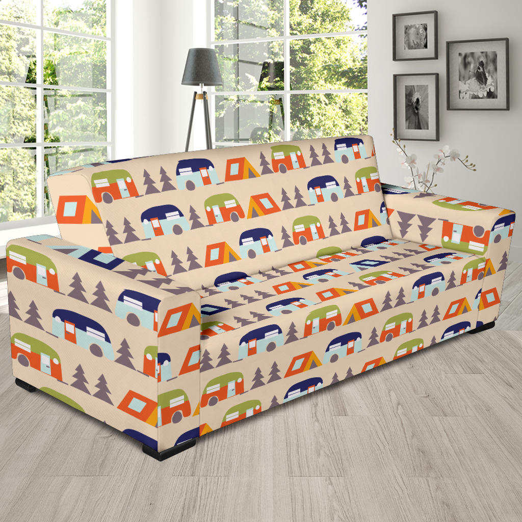 Camper Tent Pattern Print Design 03 Sofa Slipcover