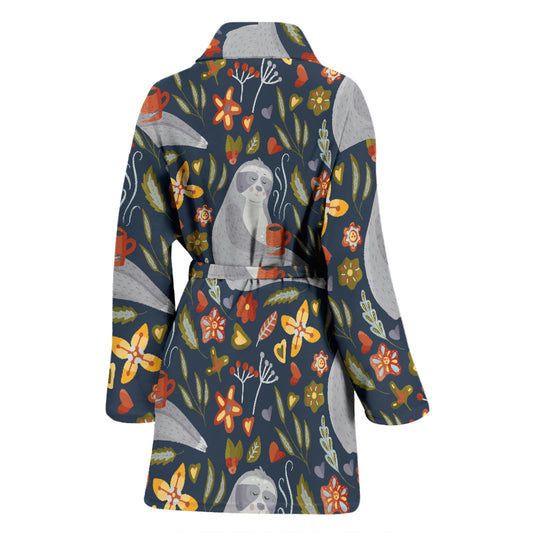 Sloth Print Design LKS303 Women Bathrobe