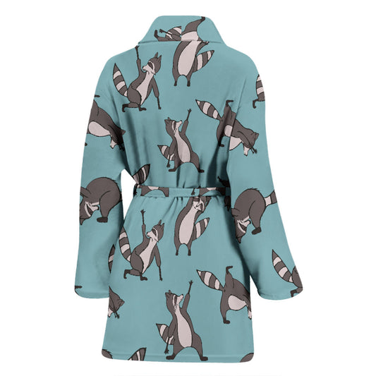 Raccoon Pattern Print Design A07 Women Bathrobe