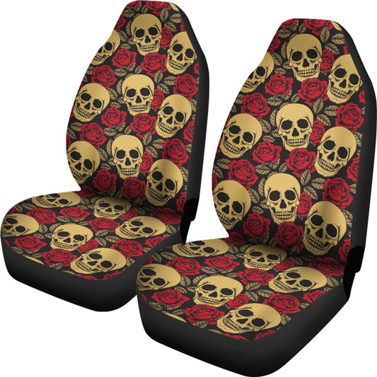 Skull And Roses Print Design LKS302 Car Seat Covers
