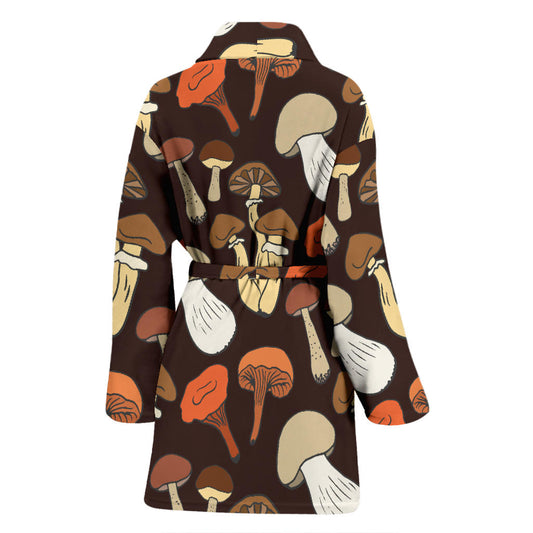 Mushroom Pattern Print Design A05 Women Bathrobe