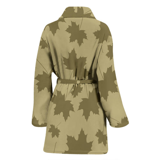 Maple Leaf Pattern Print Design 01 Women Bathrobe