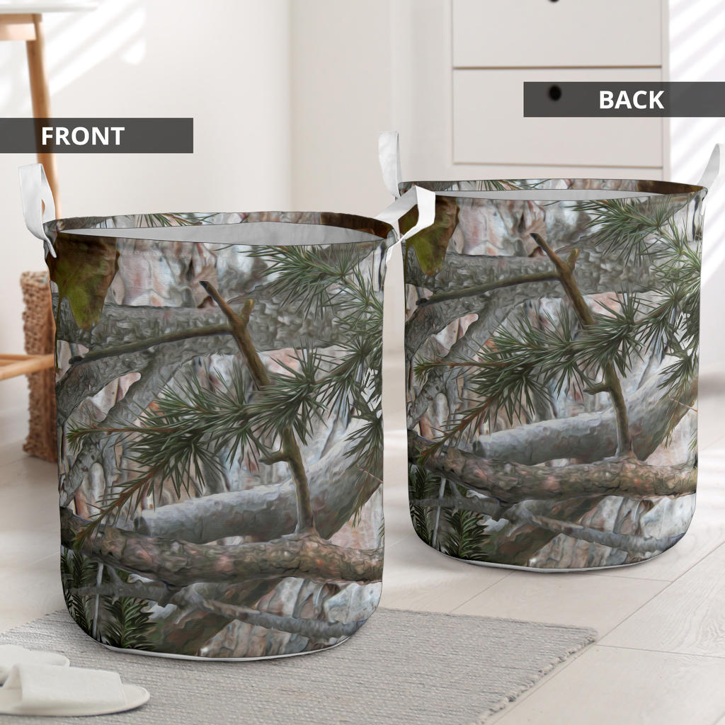 Camo Realistic Tree Forest Pattern Laundry Basket
