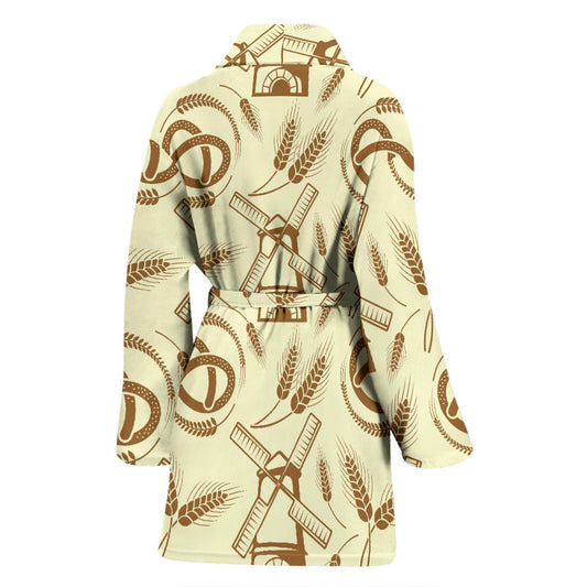 Agricultural Windmills Print Design 03 Women Bathrobe