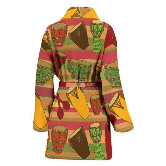 Percussion Pattern Print Design 01 Women Bathrobe
